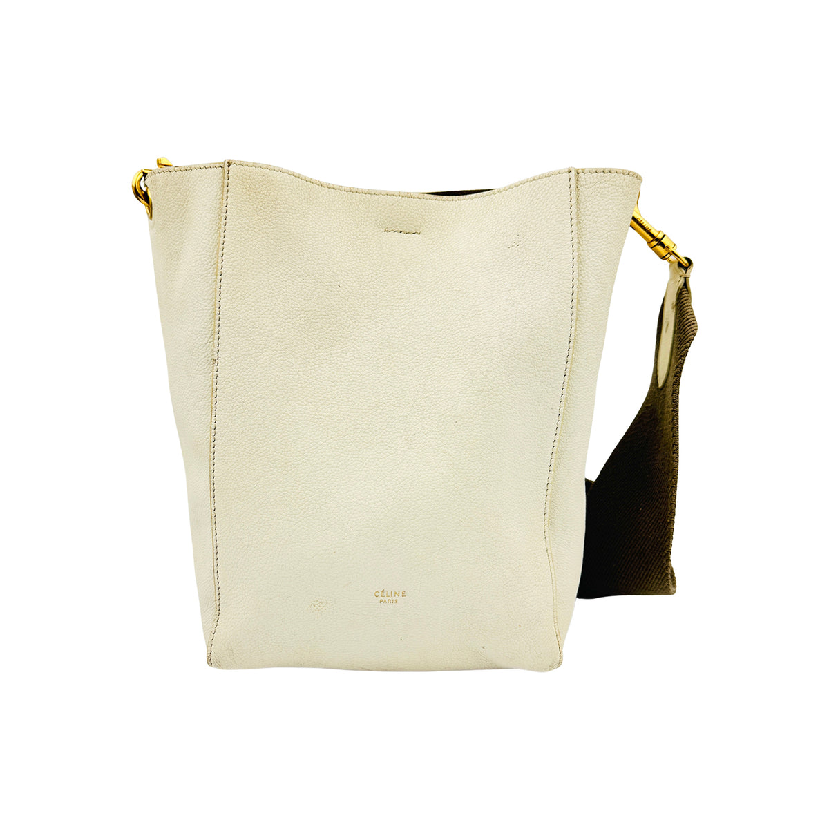 Celine Seau Sangle White Bucket Bag