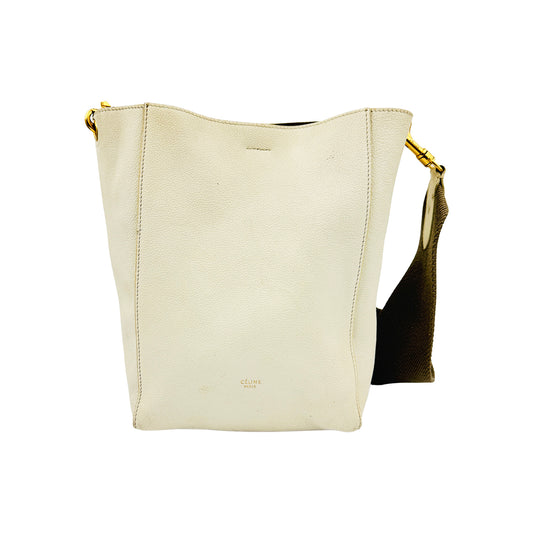 Celine Seau Sangle White Bucket Bag