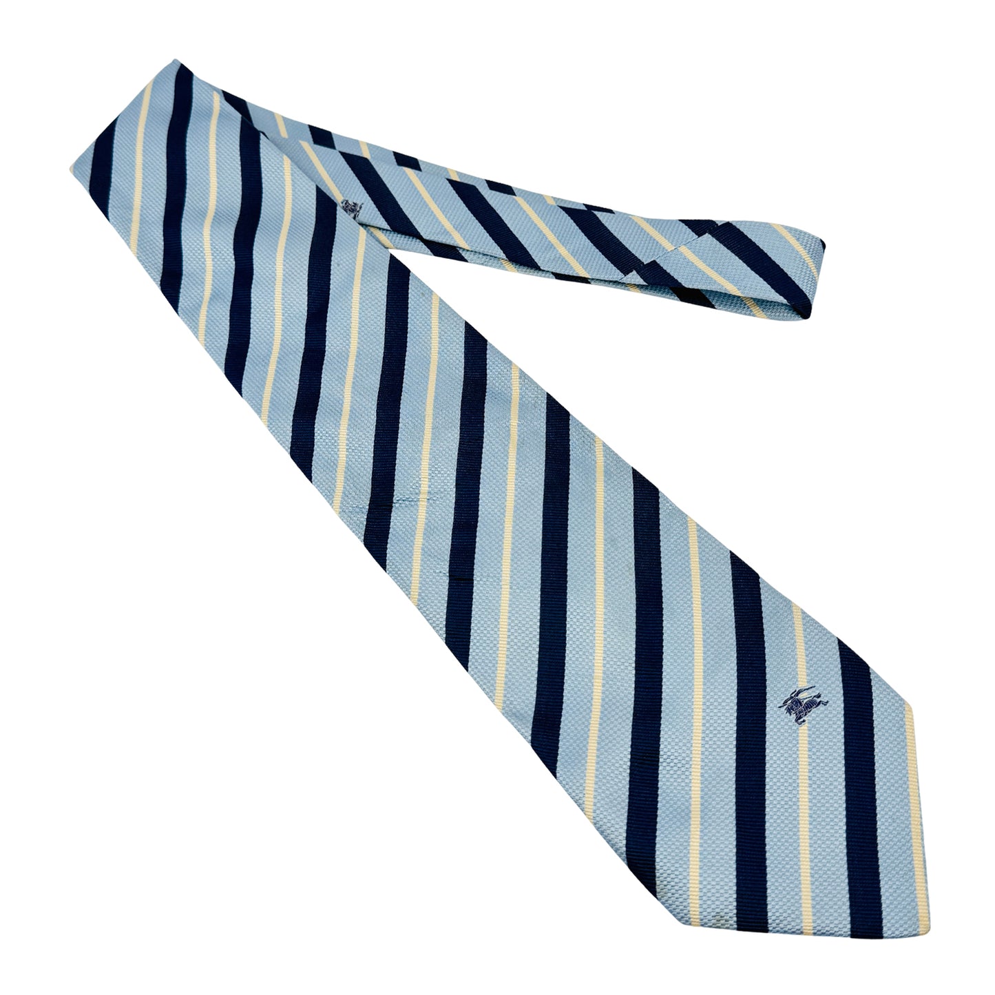 Burberry Light Blue 'Navy Blue & Pale Yellow Diagonal Stripes' Tie