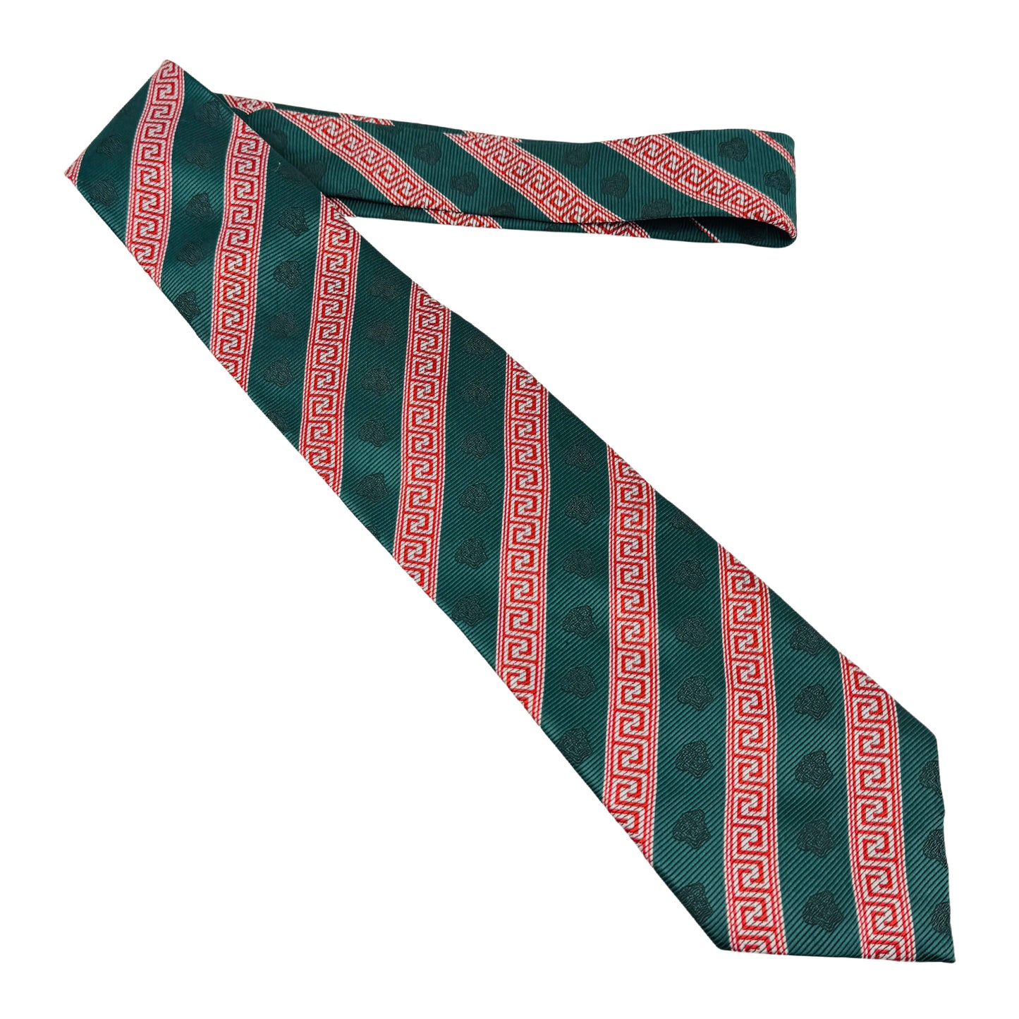 Versace Green 'Diagonal Stripes' Tie (Size Regular)