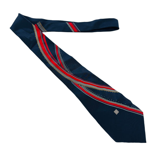 Lanvin Paris Dark Navy 'Stripes pattern' Tie (Size Regular)