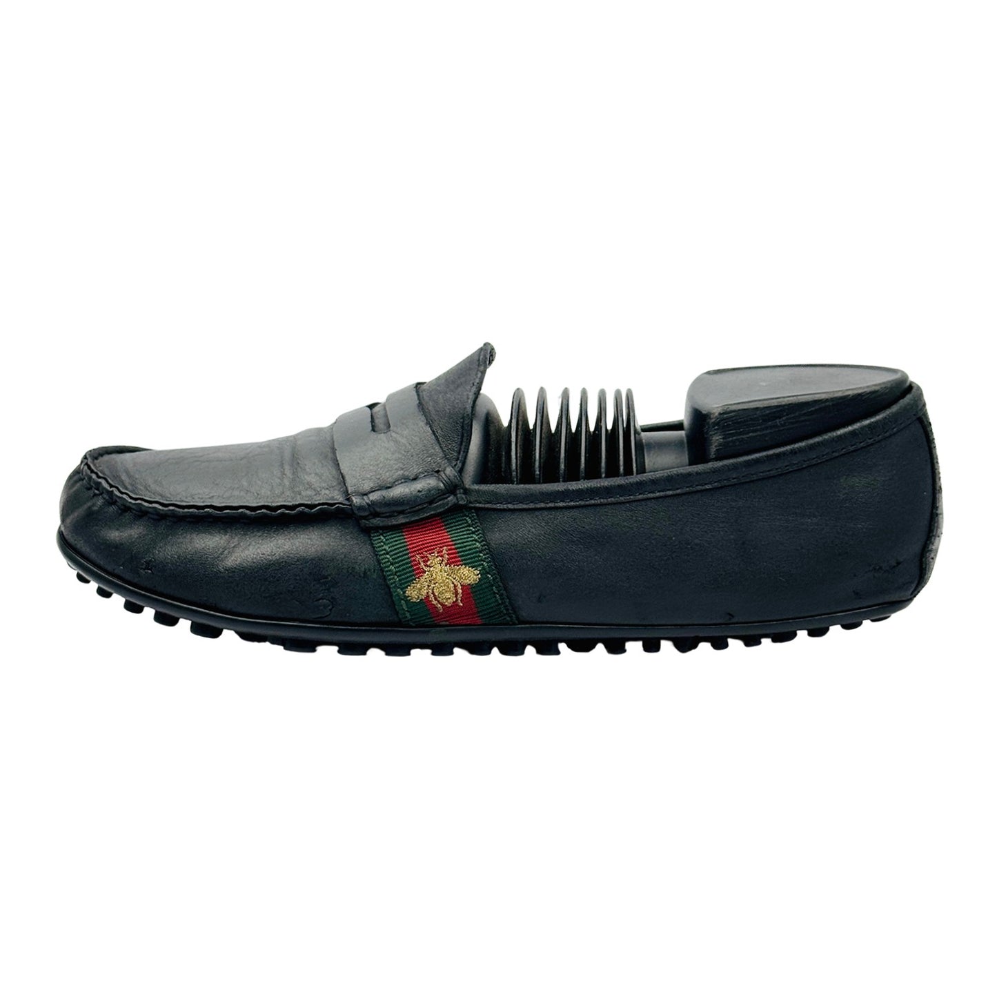 Skip ----- Gucci Web Bee Driving Loafers (Size 39/39.5) - 407635