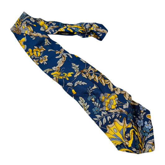 Valentino Deep Navy 'Floral Design' Silk Tie (Size Regular)