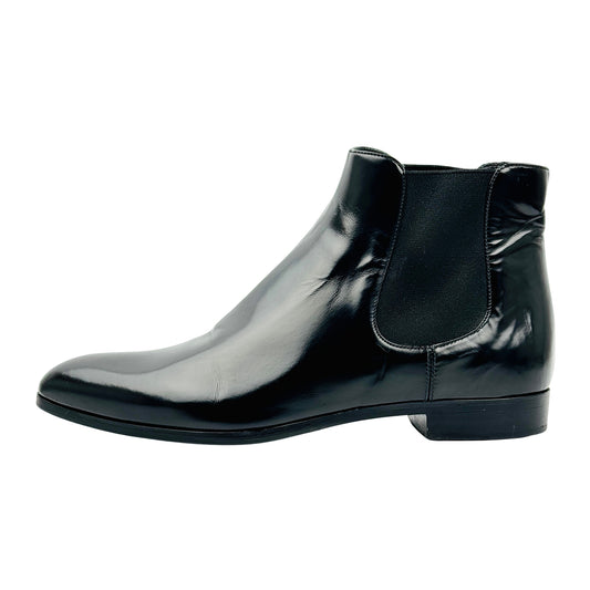 Prada Black Polished Leather Chelsea Boots (Size 38/38.5)