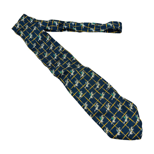 Ralph Lauren Polo Navy Blue 'Horse Rider Print' Tie (Size Regular)