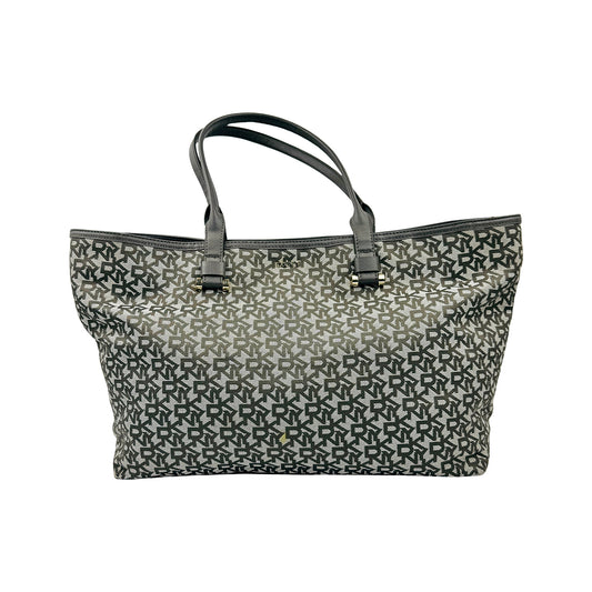 DKNY Jenny Monogram Nylon 'Black Grey' Tote Bag