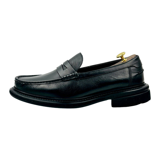 Marks & Spencer Men's Black Leather Loafers (Size 43)