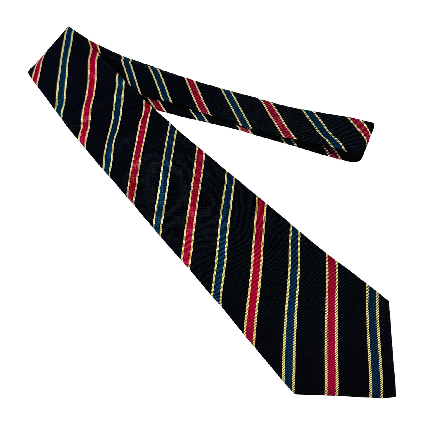 Burberry Navy Blue Base 'Diagonal Red Yellow Blue Stripes' Tie