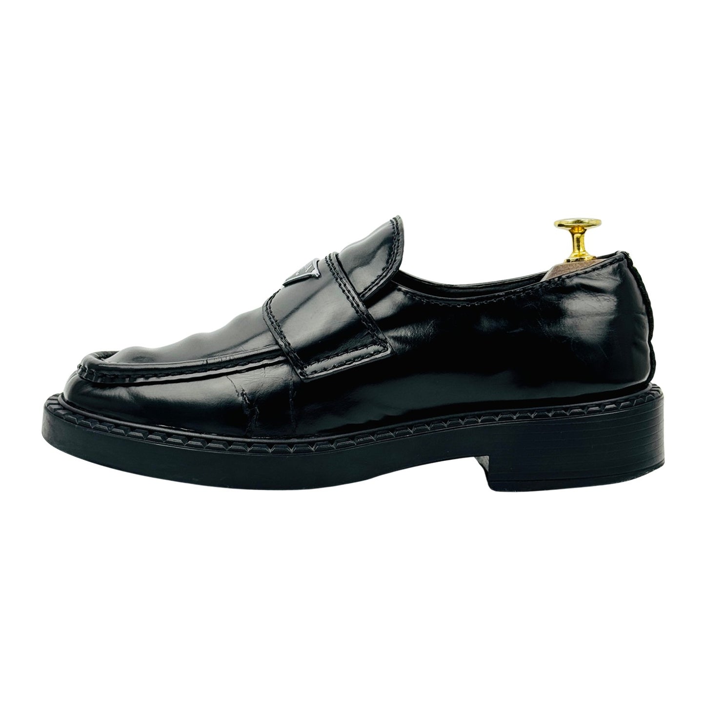 Prada Black Brushed Leather Loafers (Size 40/40.5)
