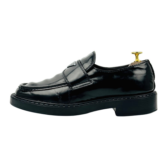 Prada Black Brushed Leather Loafers (Size 40/40.5)