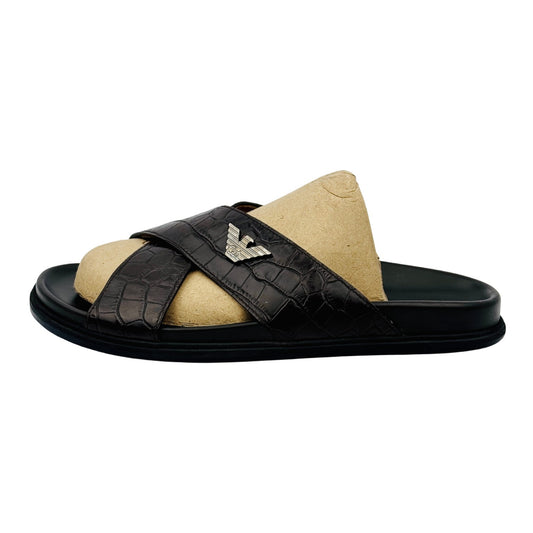 Emporio Armani Men's Black Slippers (Size 41/41.5) - X4P067