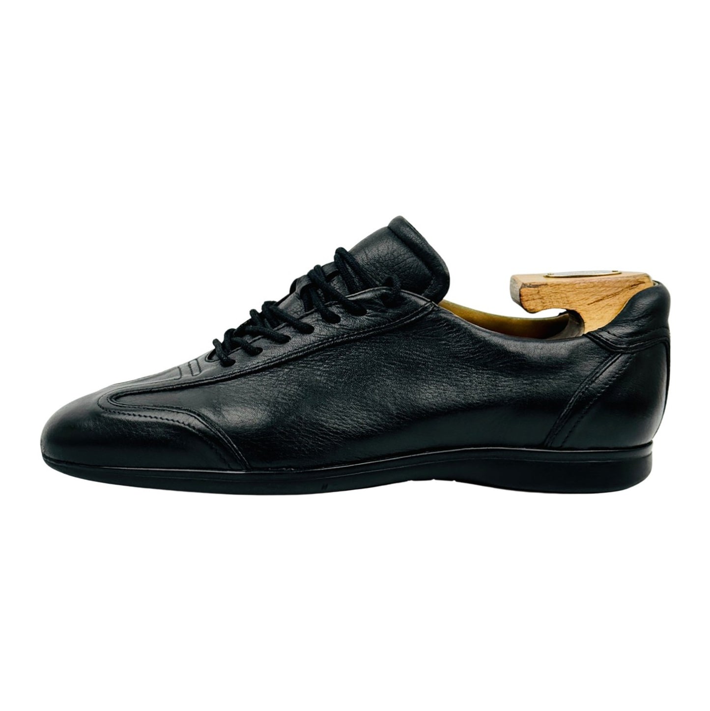 Quarvif Men's Black Leather Sneakers (Size 42/42.5)