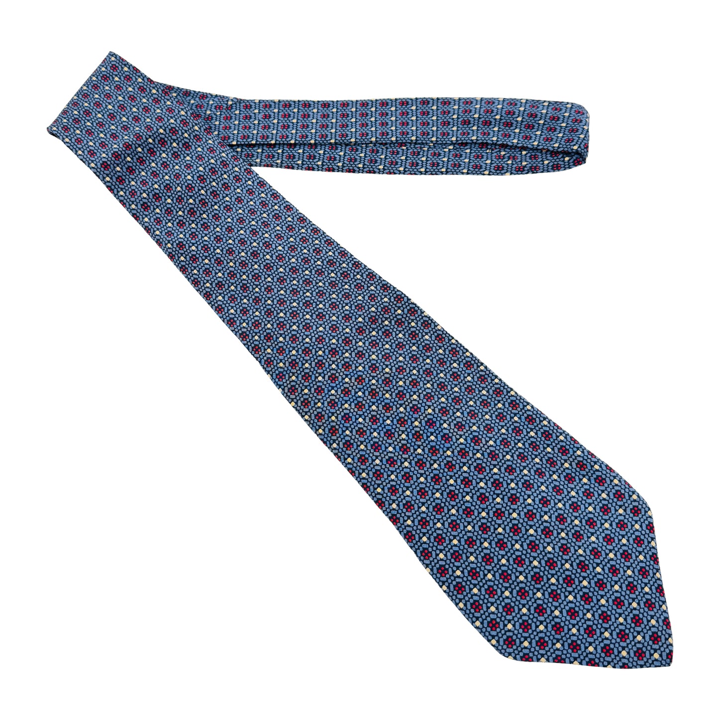 Lario Navy Blue 'Geometric Accents' Tie (Size Regular)