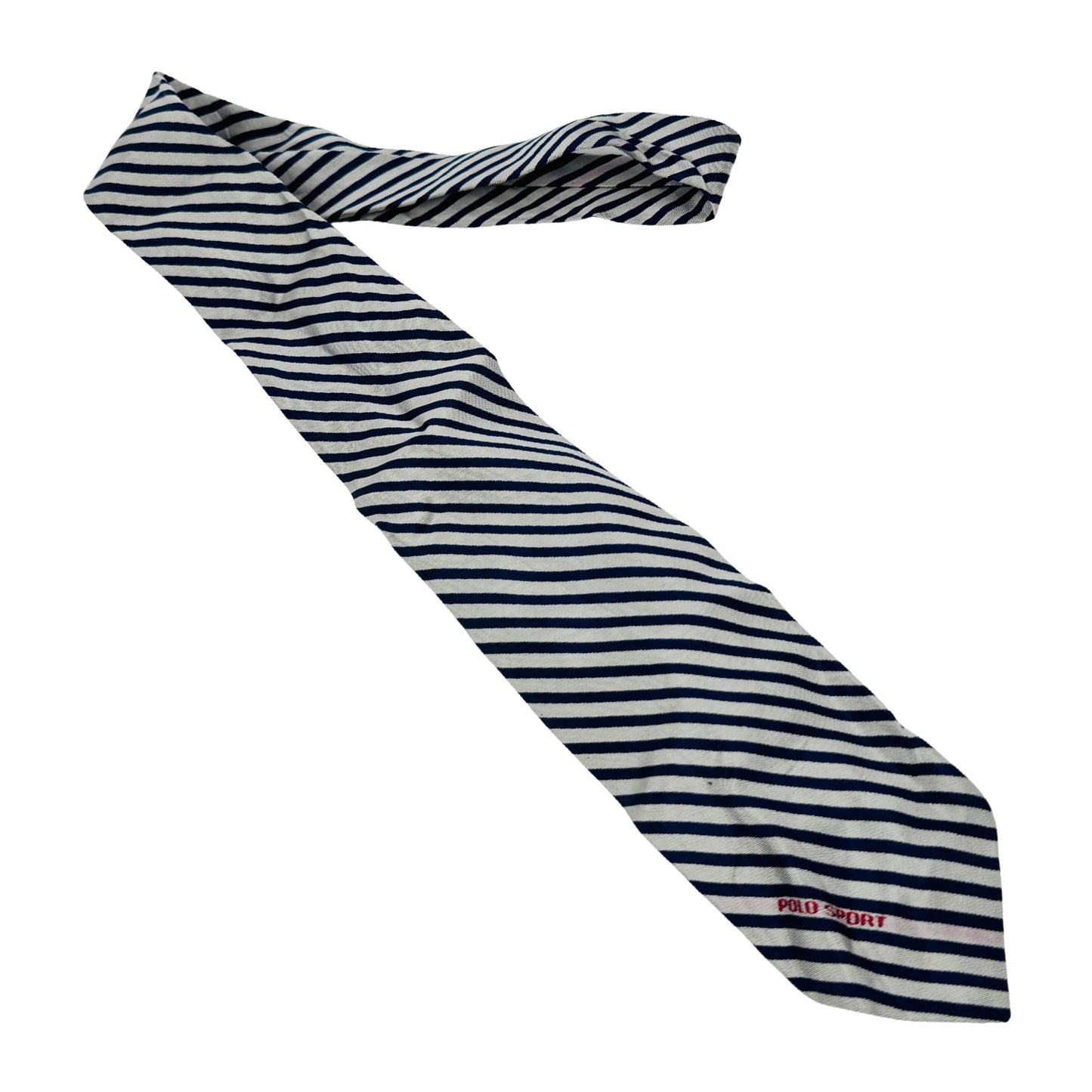 Ralph Lauren Polo White 'Navy Stripes' Tie (Size Regular)