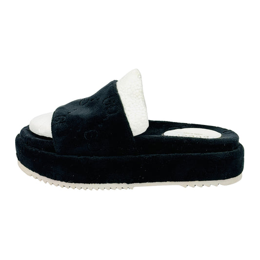Gucci Black GG Embossed Velvet Slides (Size 39/39.5)