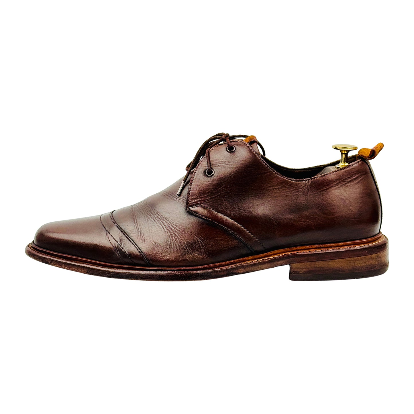 Floris Van Bommel Men's Brown Leather Derby Shoes (Size 42)