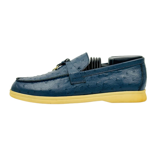 Loro Piana Blue Ostrich Leather Loafers (Size 38)