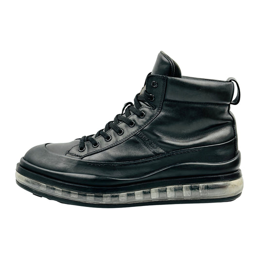 Prada Men's Black Leather High-Top Sneakers (Size 42)