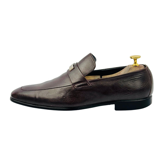 Gucci Metal Logo Detail Brown Loafers (Size 41.5/42) - 253304