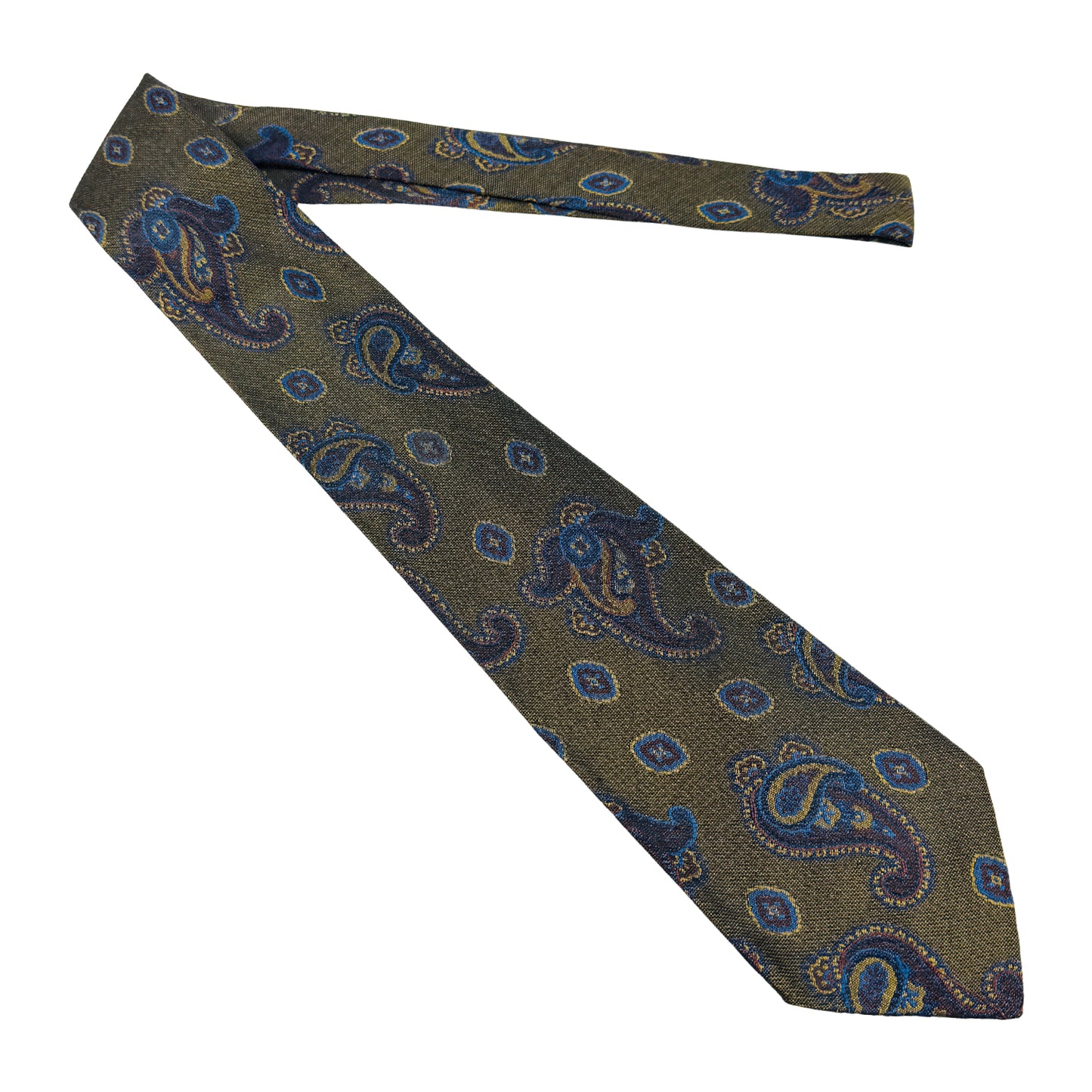 Yves Saint Laurent Olive Brown 'Paisley Pattern' Tie (Size Regular)
