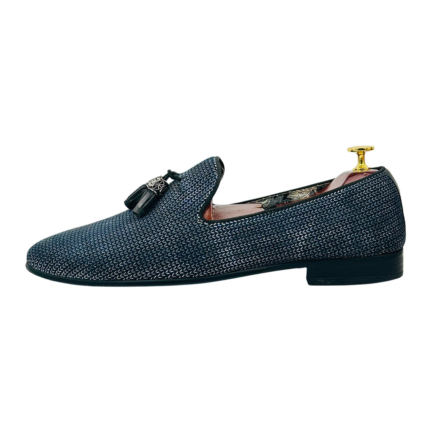 Moretti Men's Black Label Navy Tassel Loafers (Size 43)