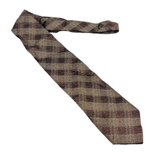 Canali Beige 'Diagonal Plaid' Silk Tie (Size Regular)