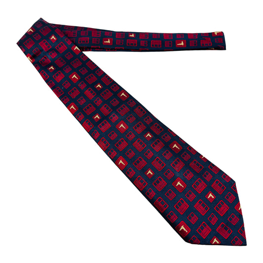 Trussardi Navy 'Geometric Motifs' Silk Tie (Size Regular)