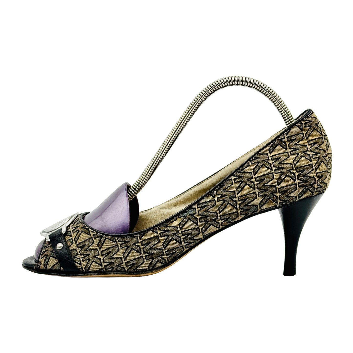 Michael Kors Brown Logo Canvas Heels (Size 36.5)