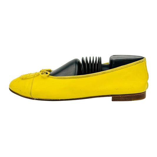 Chanel Yellow Leather Bow Ballet Flats (Size 41)