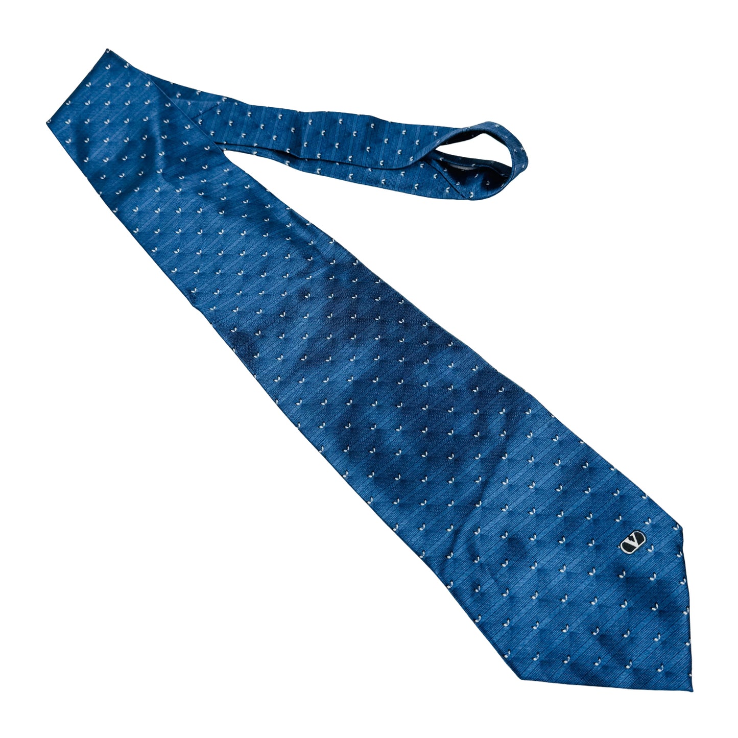 Valentino Blue 'Micro-Dot/Motif Pattern' Silk Tie (Size Regular)