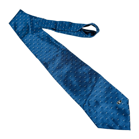 Valentino Blue 'Micro-Dot/Motif Pattern' Silk Tie (Size Regular)