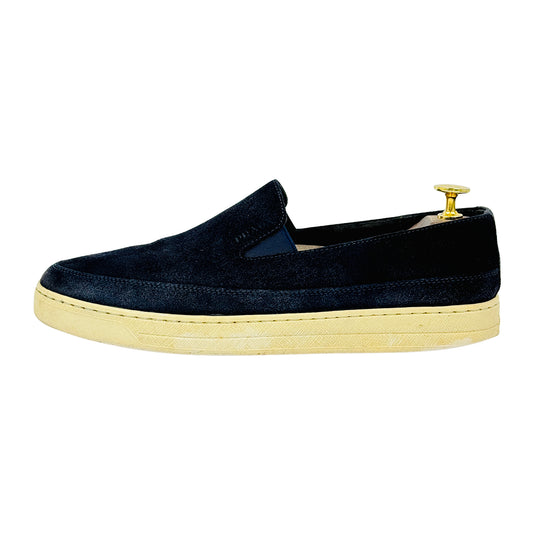 Prada Men's Navy Suede Leather Loafers (Size 42)