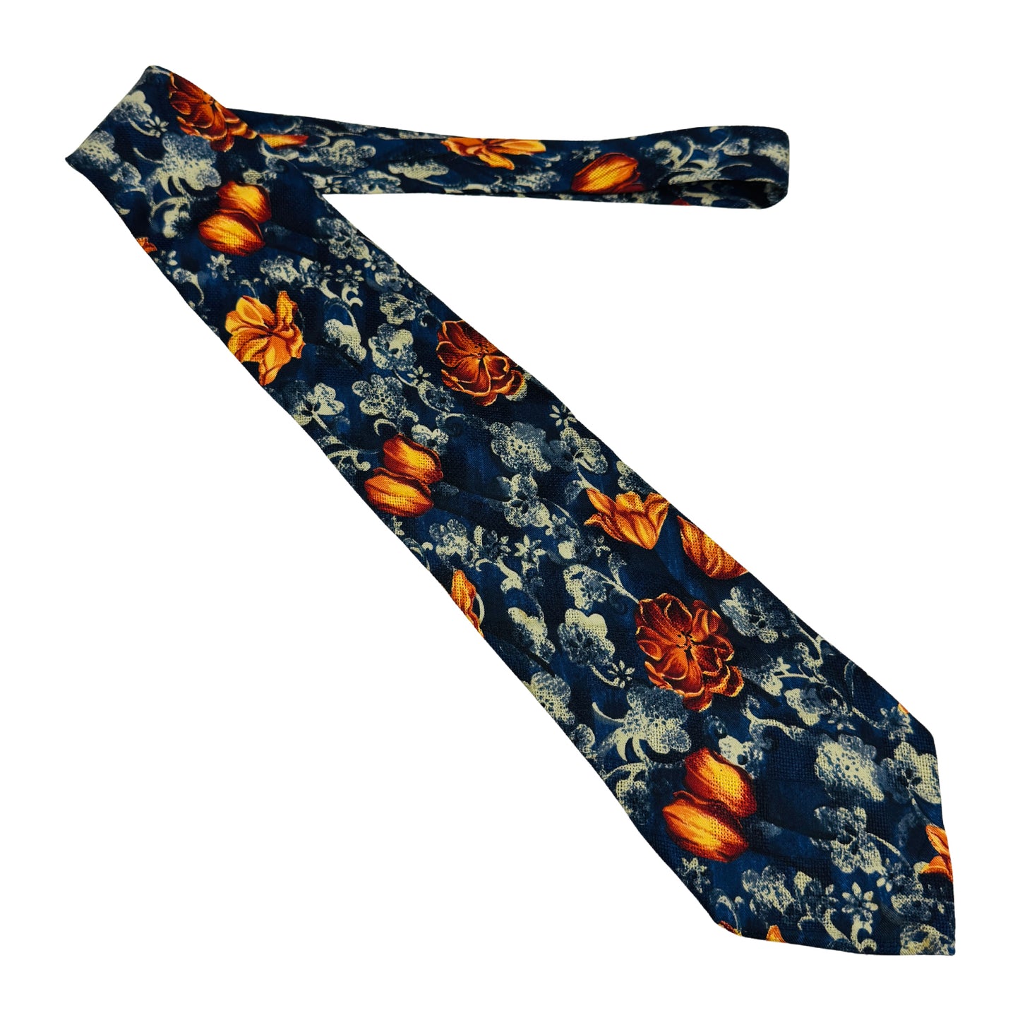 Givenchy Dark Navy 'Floral Pattern' Tie (Size Regular)