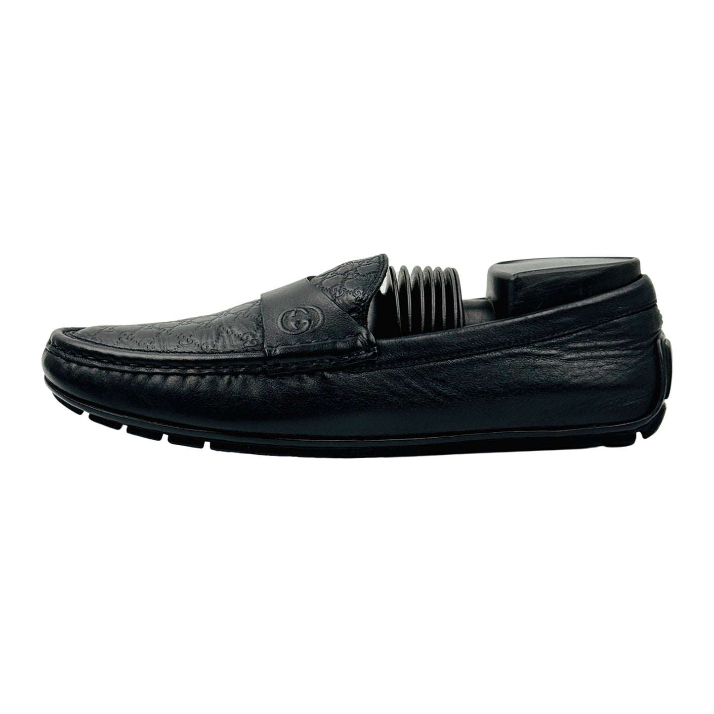 Gucci Black Guccissima Leather Driving Loafers (Size 38.5/39)