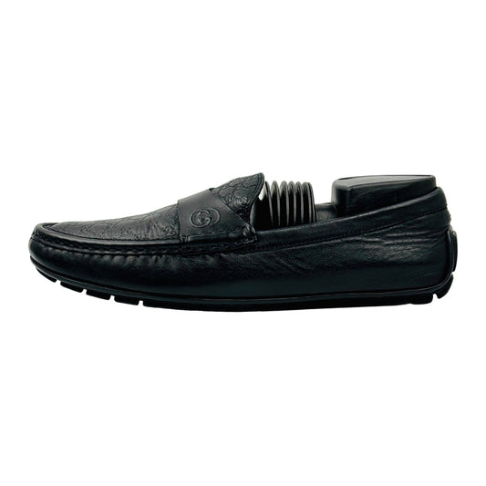 Gucci Black Guccissima Leather Driving Loafers (Size 38.5/39)
