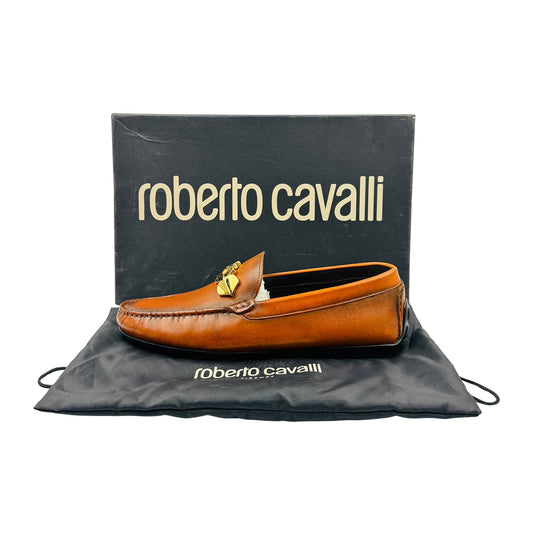 Roberto Cavalli Brown Leather Driving Loafers (Size 42)