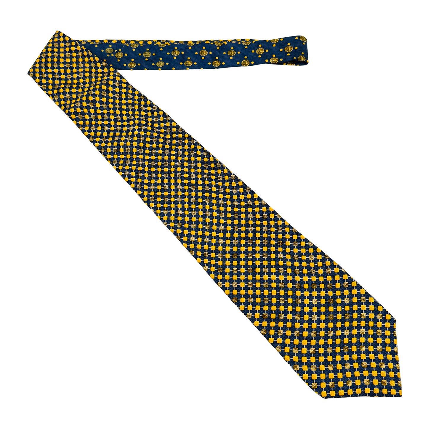 Gianni Versace Navy Blue 'Geometric Pattern' Tie (Size Regular)