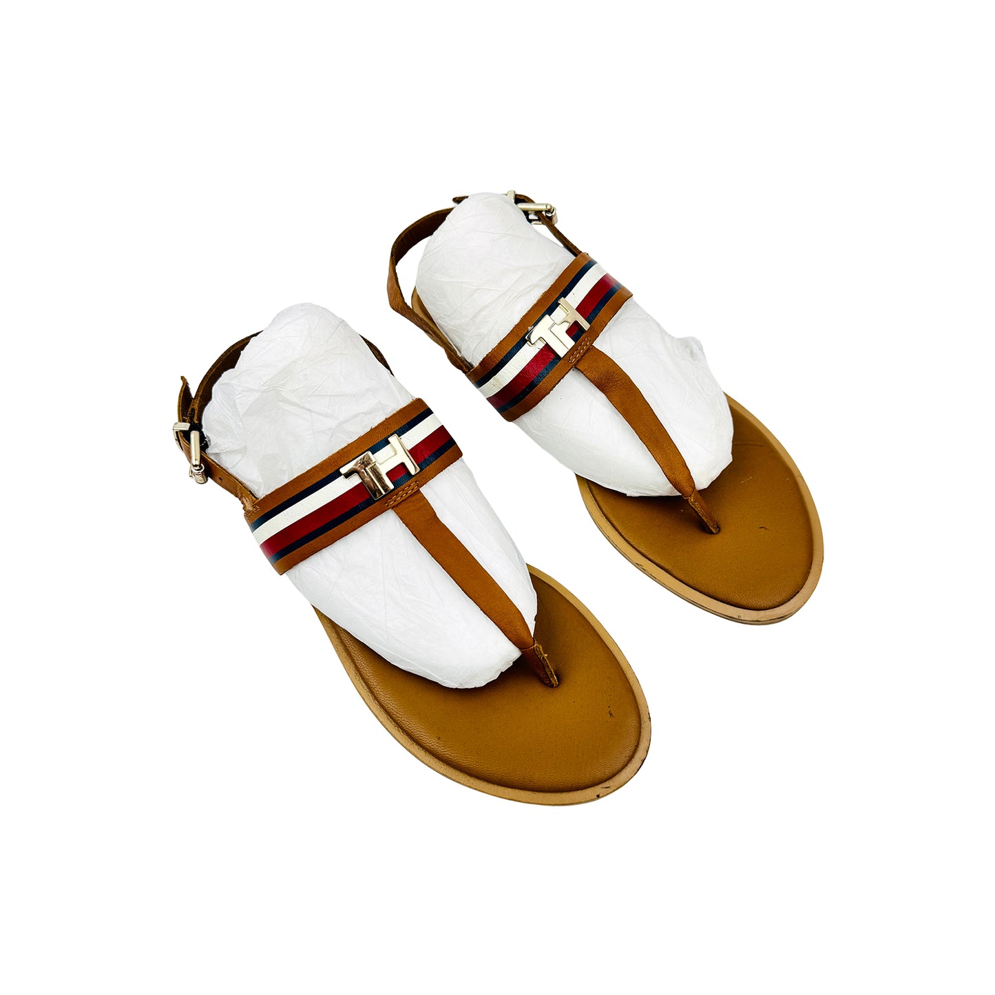 Tommy Hilfiger Corporate Leather Flat Sandals (Size 40) - FW0FW04840