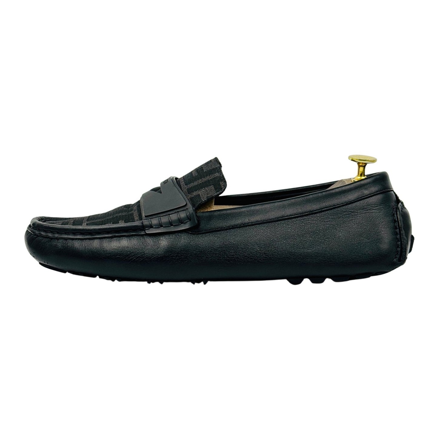Fendi Men's FF Logo Black Leather Loafers (Size 42.5)