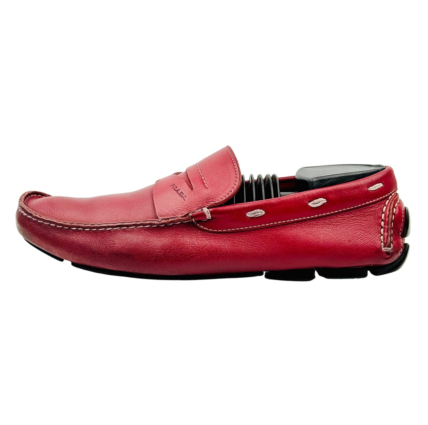 Prada Red Leather Penny Driving Loafers (Size 41)