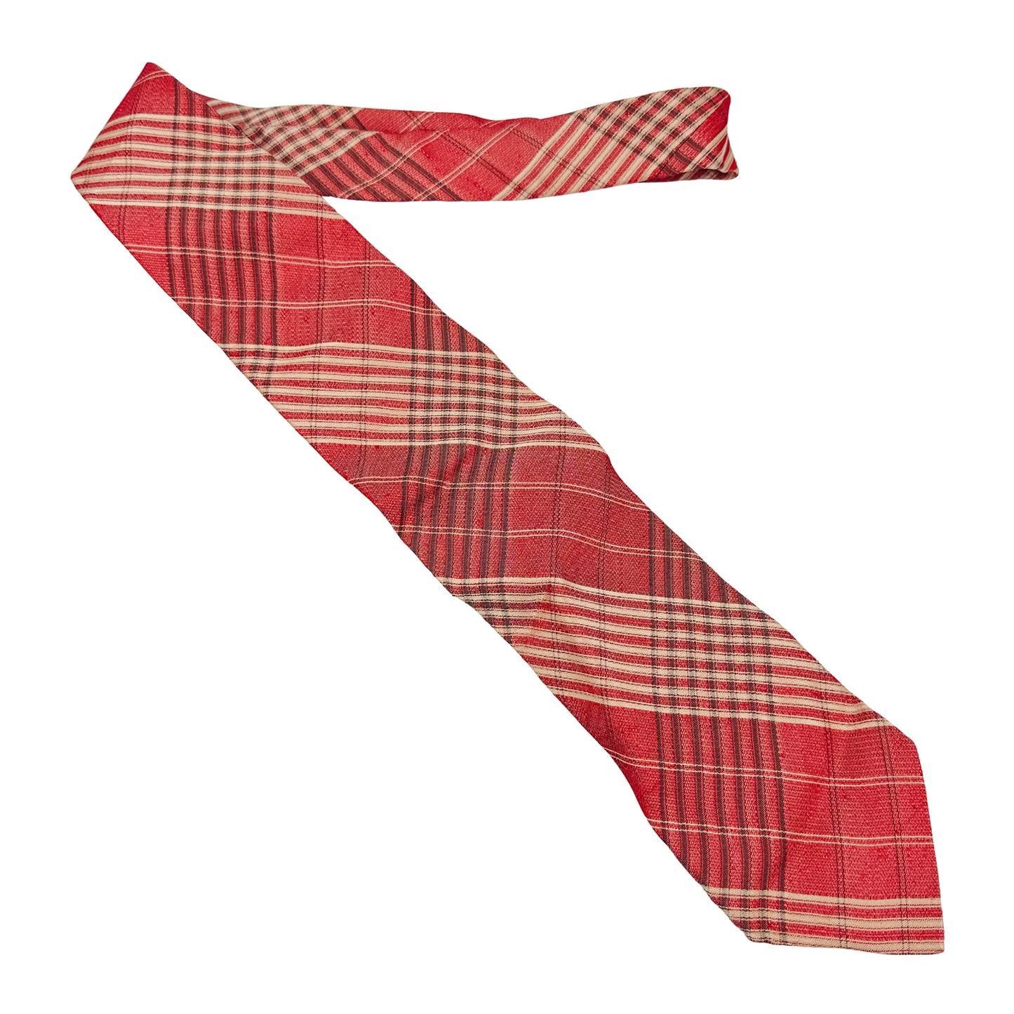 Hugo Boss Red 'Plaid Check Pattern' Tie (Size Regular)