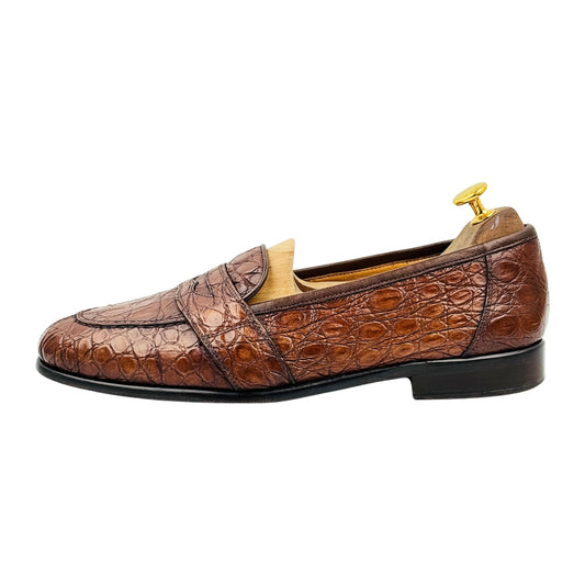 Zelli Italia TUSCANY Crocodile Leather Penny Loafers (Size 43/43.5) - 11-119-CGN