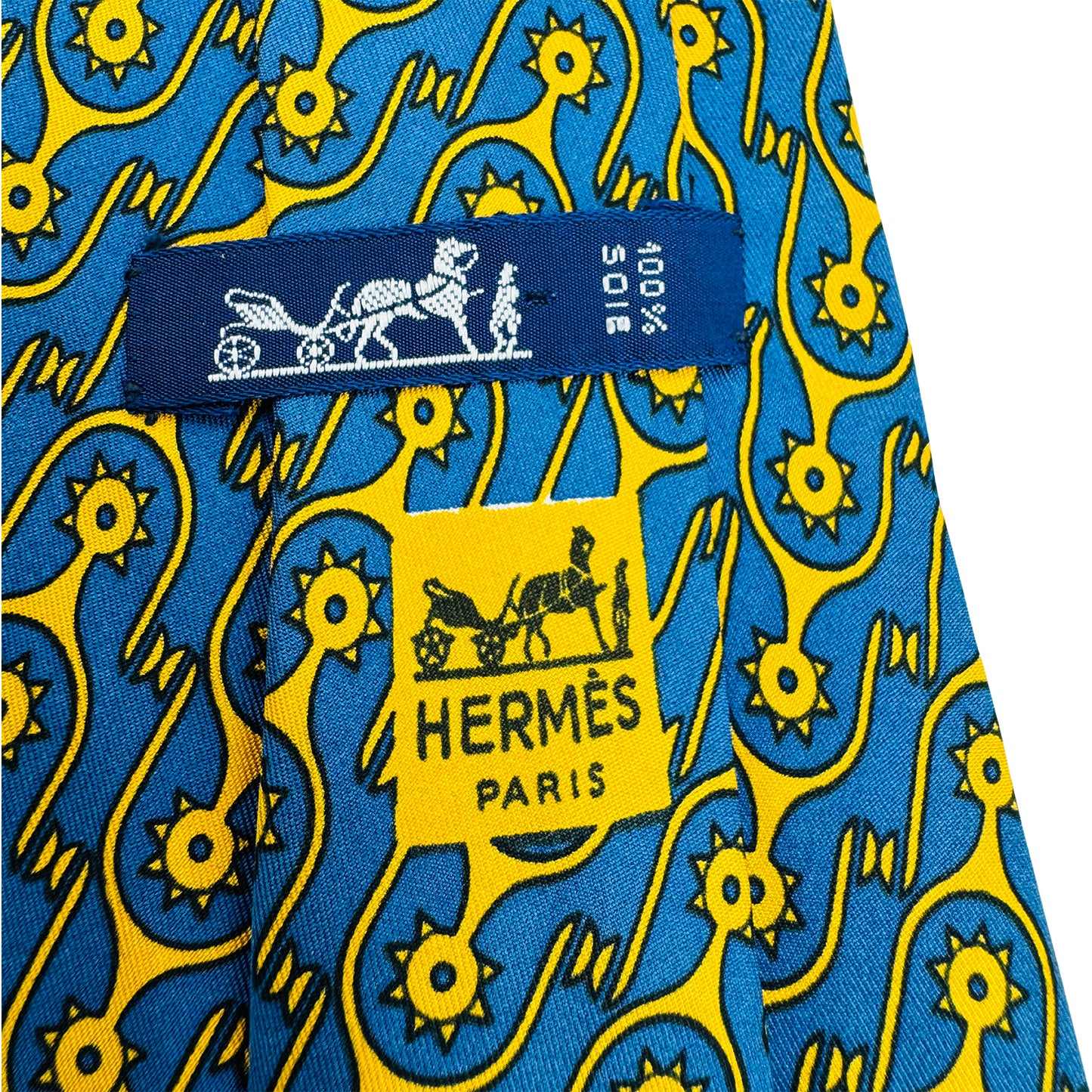 Hermès Blue 'Stirrup Pattern' Silk Tie (Size Regular)