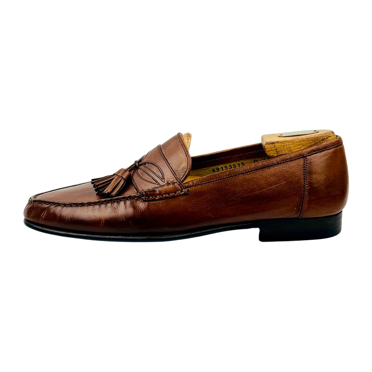 Santoni Cognac Brown Leather Tassel Loafers (Size 43)