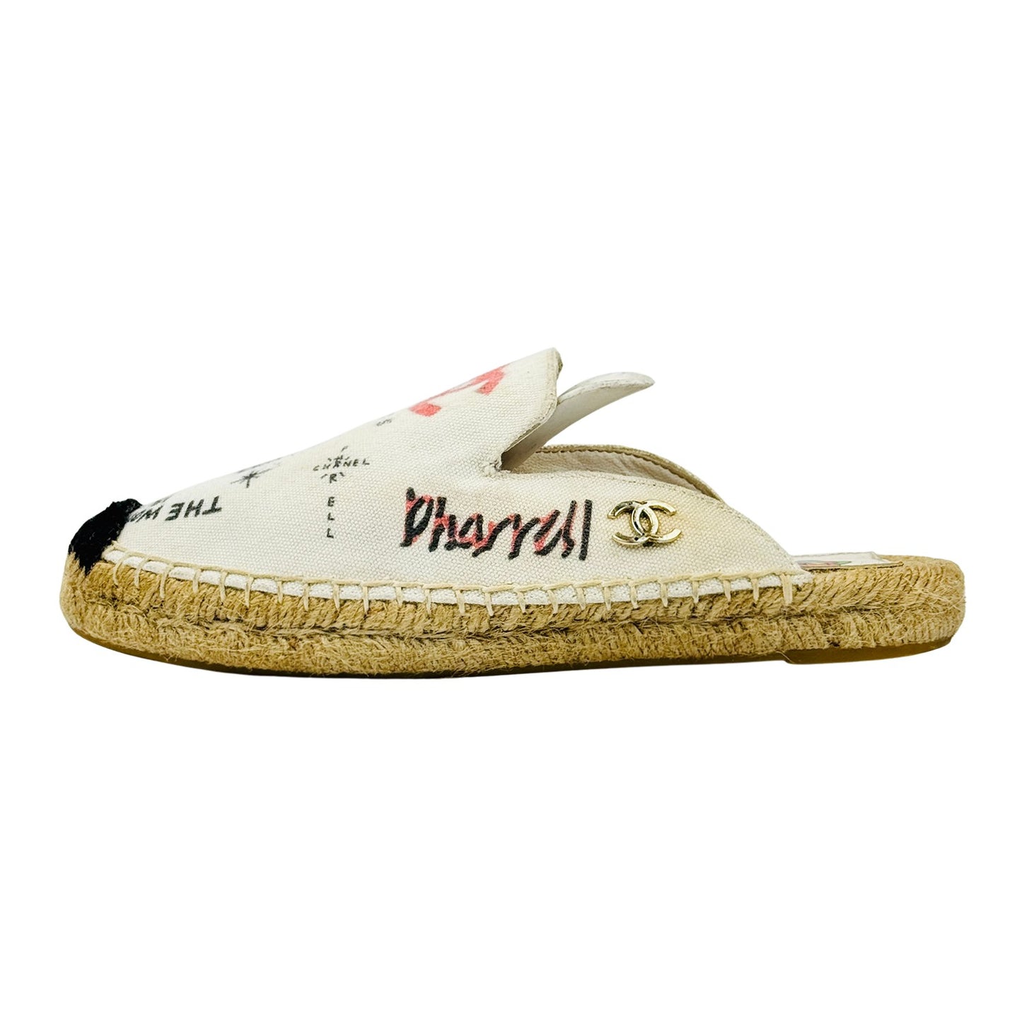 Chanel X Pharrell Off-White Espadrille Mules (Size 35)