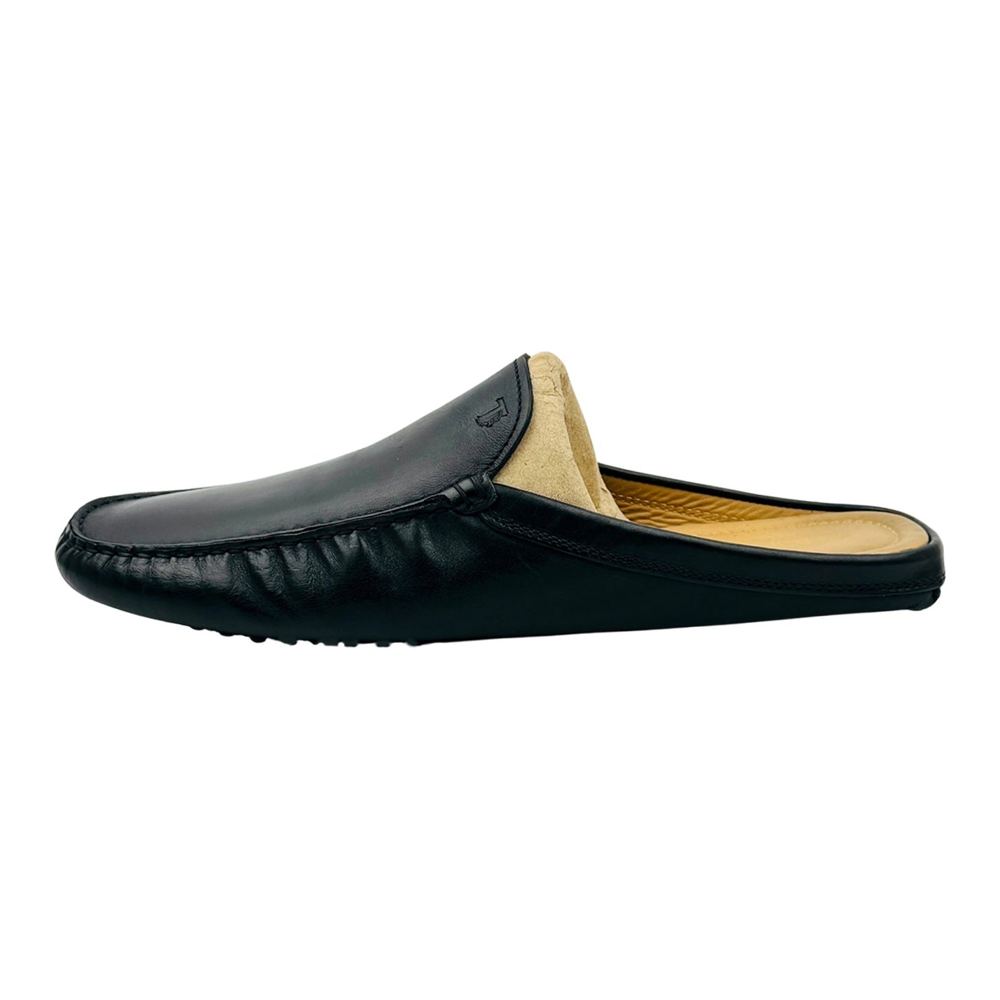 Tod's Men's Black Leather Flat Mules (Size 43/43.5)
