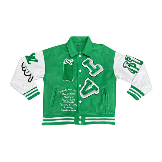 Louis Vuitton Men's Green Varsity Jacket (Size Medium)