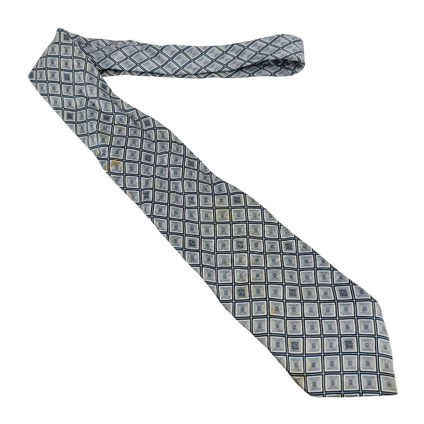 Versace Silver 'Geometric Square Pattern' Tie (Size Regular)
