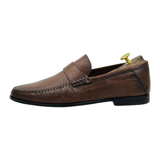 Santoni Paine 'Burnished Brown' Leather Loafers (Size 42.5)
