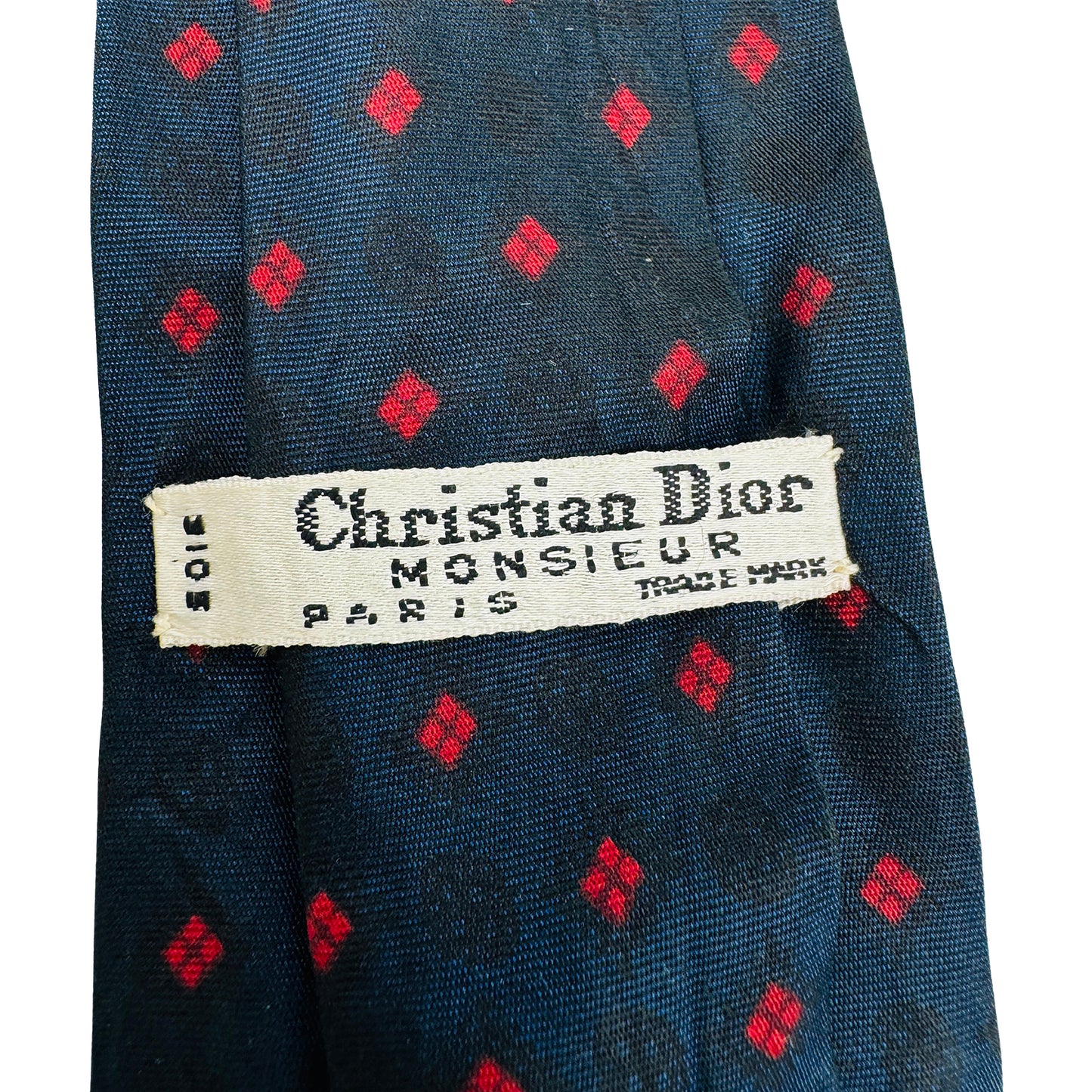 Christian Dior Navy 'Geometric Diamond Pattern' Tie (Size Slim Fit)
